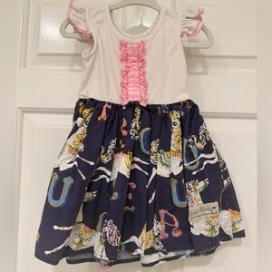 SweetHoney Kids Dress with Pink and Navy Carousel Alphabet, 18m